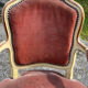 Louis XV cabriolet armchair, patinated wood and antique velvet.