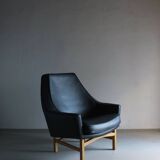 IB Kofod-Larsen leather oak easy chair | OPE Sweden | 1960s