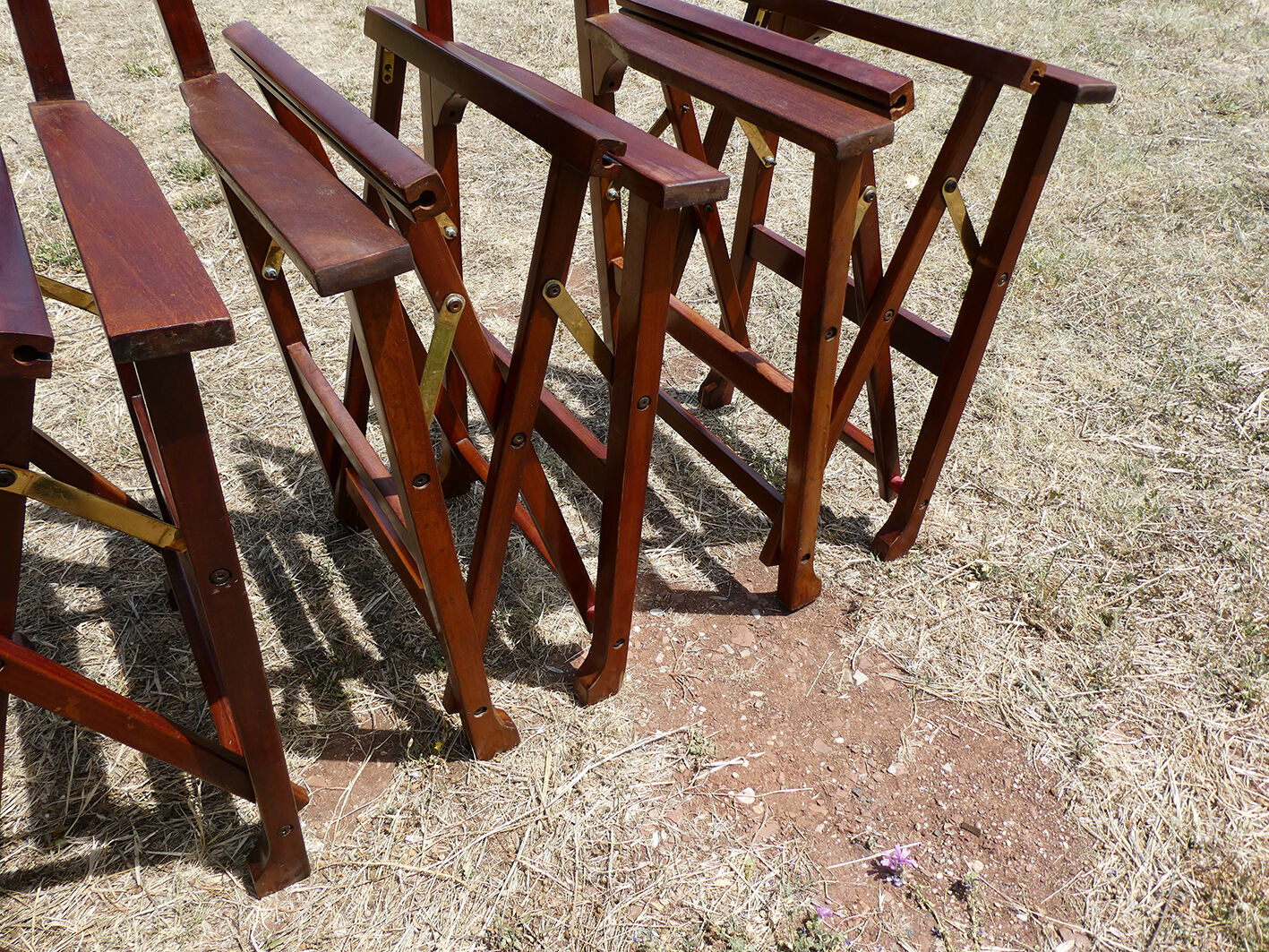 Lot of 6 foldable chairs in solid teak Roland Vlaemynck
