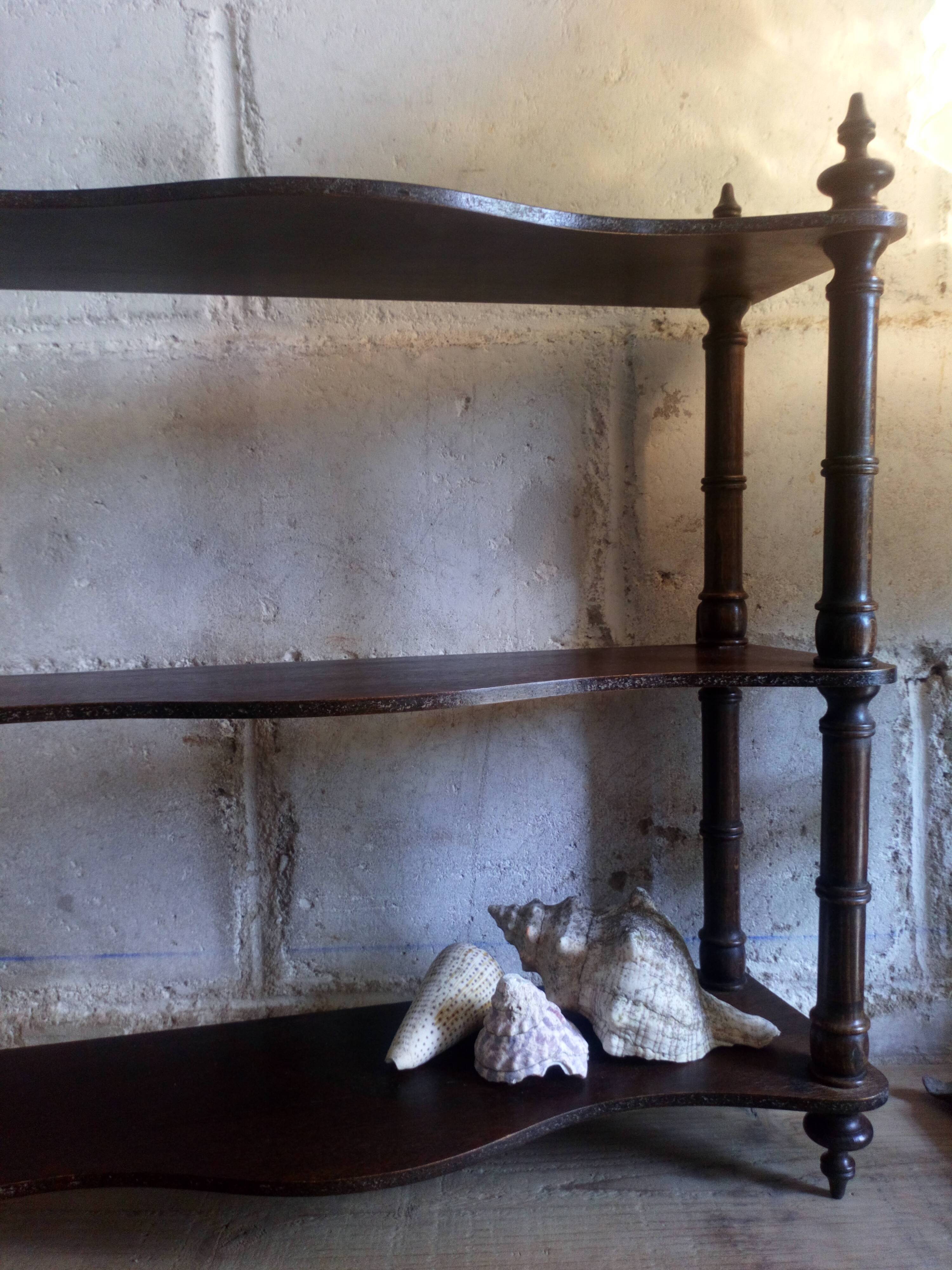 Old wooden shelf turned to hang