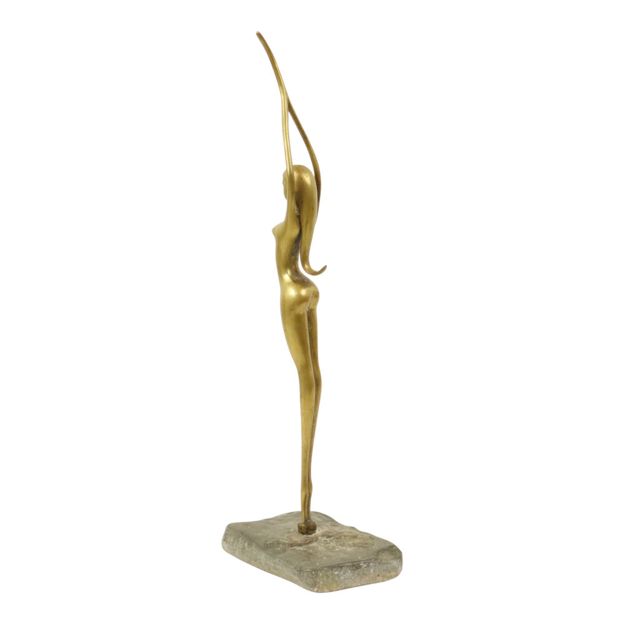 Abstract Image Nude Woman Ballerina Art Deco Style Brass 51cm