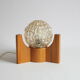 Textured glass ball space age lamp wooden table lamp, 1970s