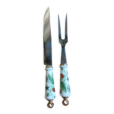 2 couverts de service en inox + porcelaine