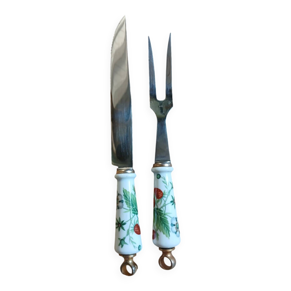 2 couverts de service en inox + porcelaine