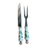 2 stainless steel serving cutlery + porcelain