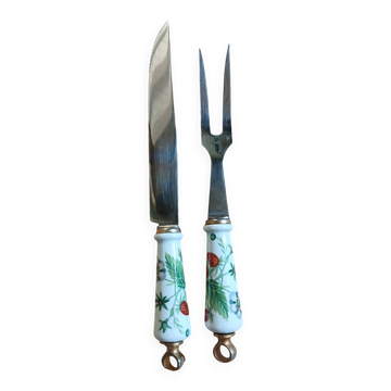 2 stainless steel serving cutlery + porcelain