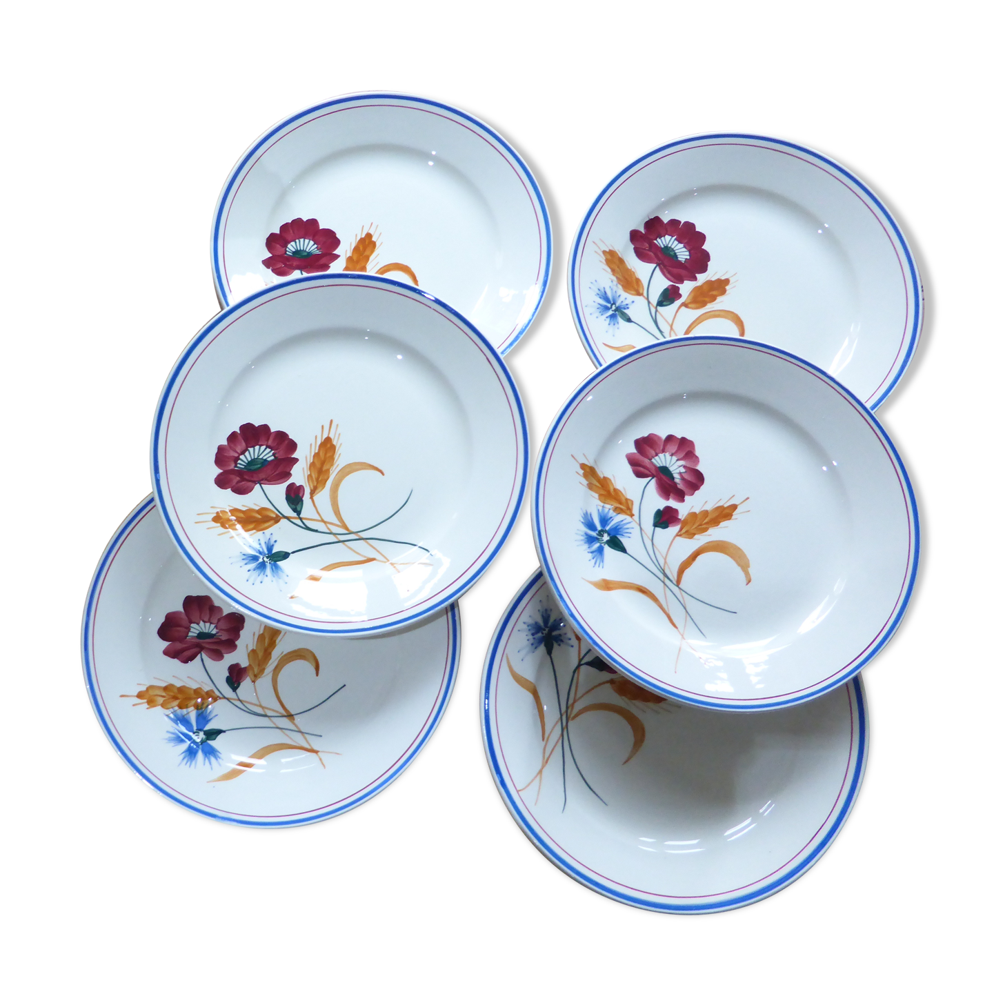 dessert plates x6 from the French factory of Onnaing (191110)