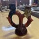Vintage Vallauris ceramic two-branch candlestick chandelier