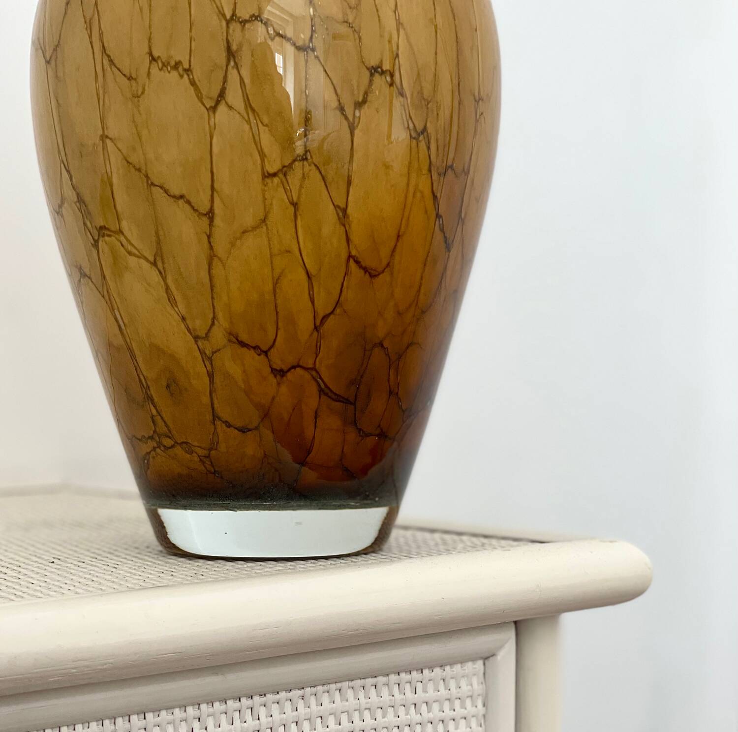 Mouth-blown glass vase.