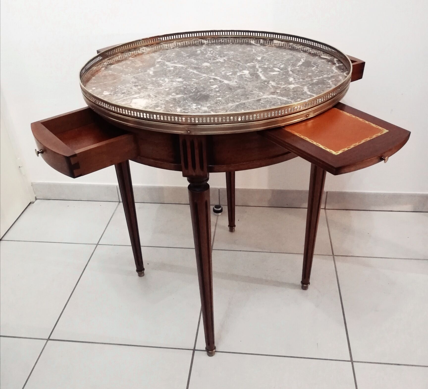 Louis XVI style hot water bottle table in cherry tree