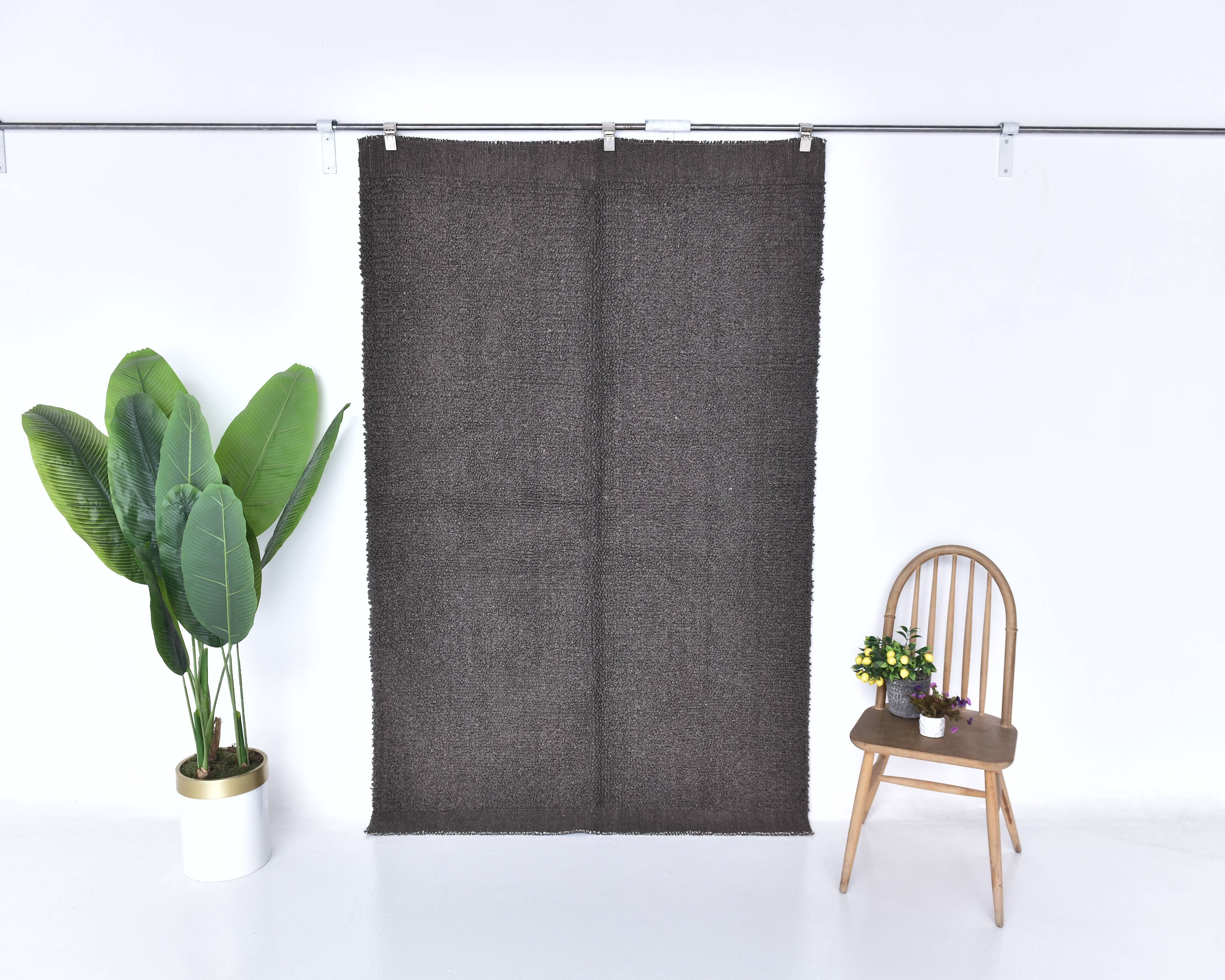 4x7 Brown & Gray Handmade Wool Vintage Rug 140x221Cm SK 241972