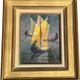 Oil painting on canvas by Louis Toffoli titled "The Floaters" on the back.