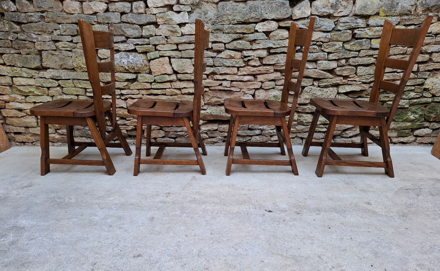 Brutalist oak chairs