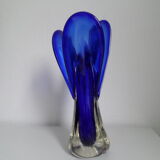 Vase bleu verre 3 pétales