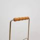 Magazine rack, gold metal, brown wood, Germany, 1970s