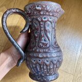Pitcher Jean Austruy ceramic Vallauris burgundy