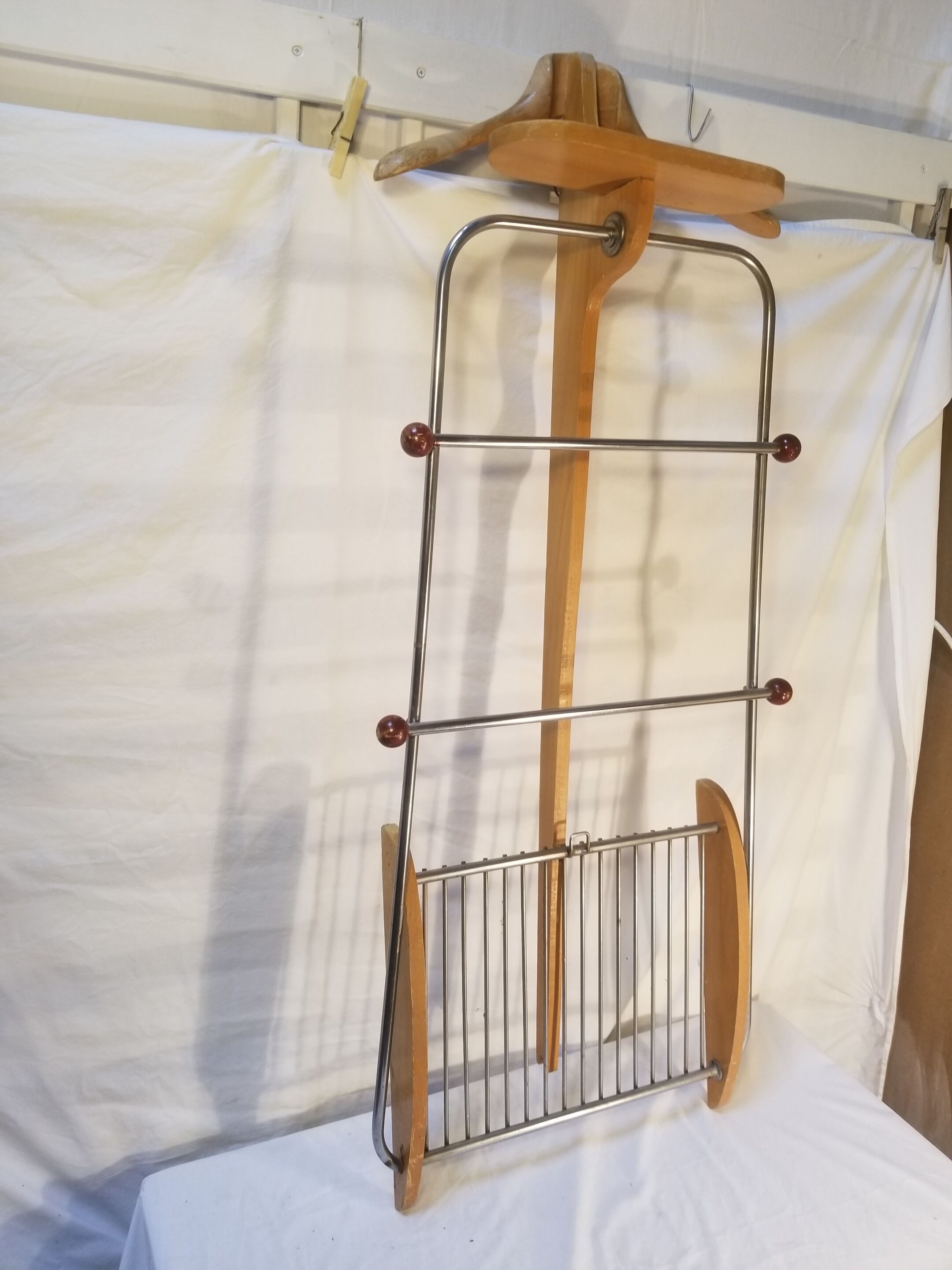 Vintage wood and metal night valet
