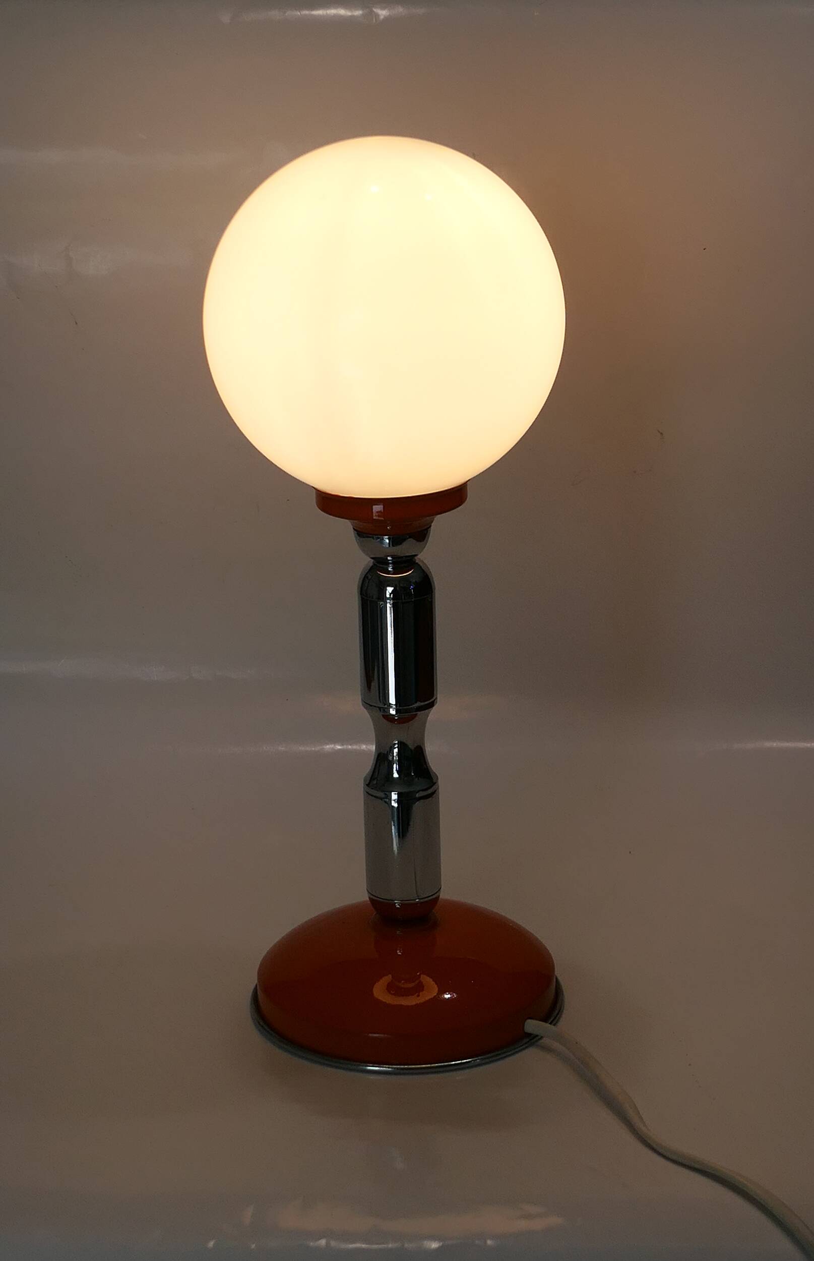 1970s chrome and orange table lamp design