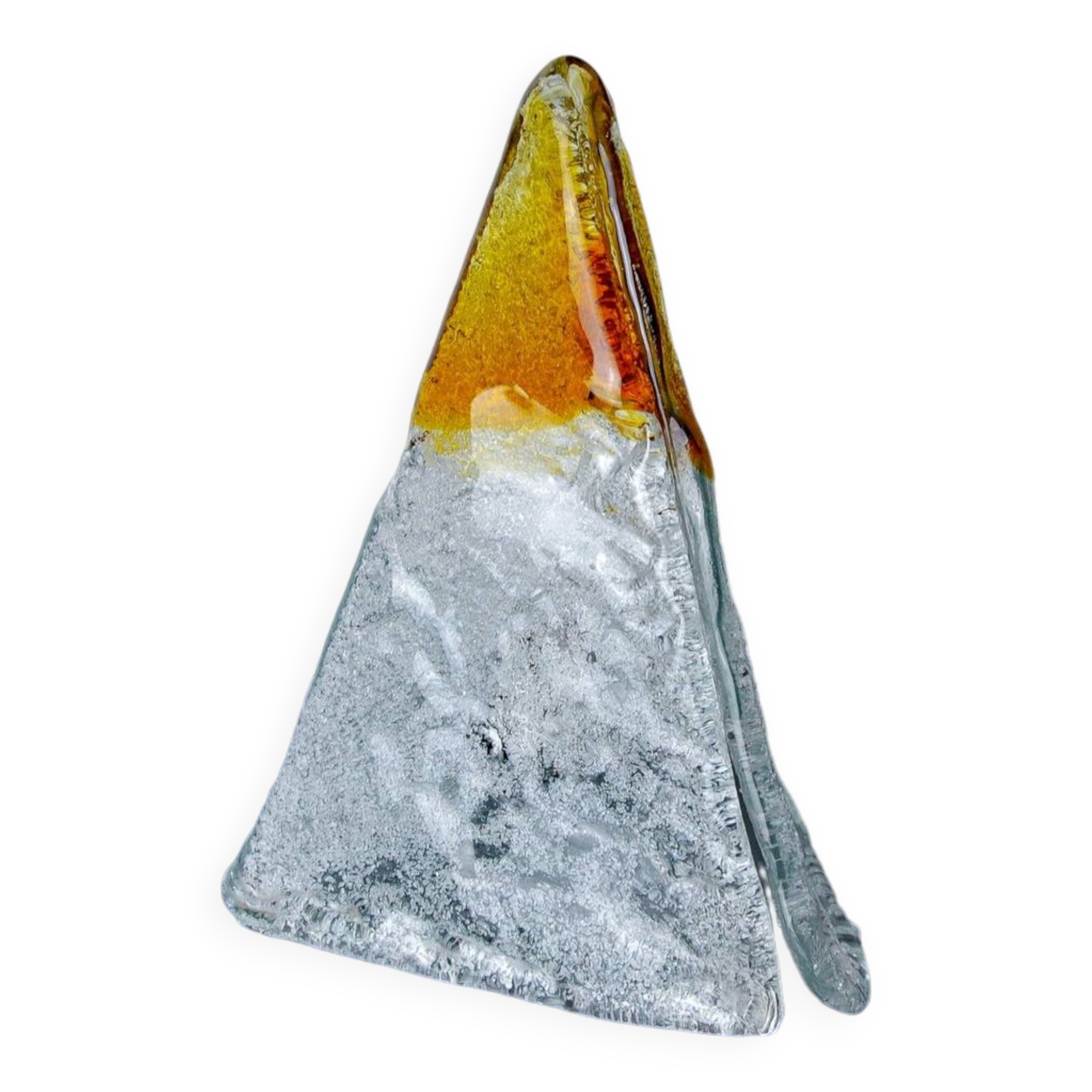 “Pyramid” lamp by Mazzega, orange frosted Murano glass, Italy, 1970