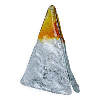 Lampe "Pyramide" par Mazzega, verre de Murano givré orange, Italie, 1970