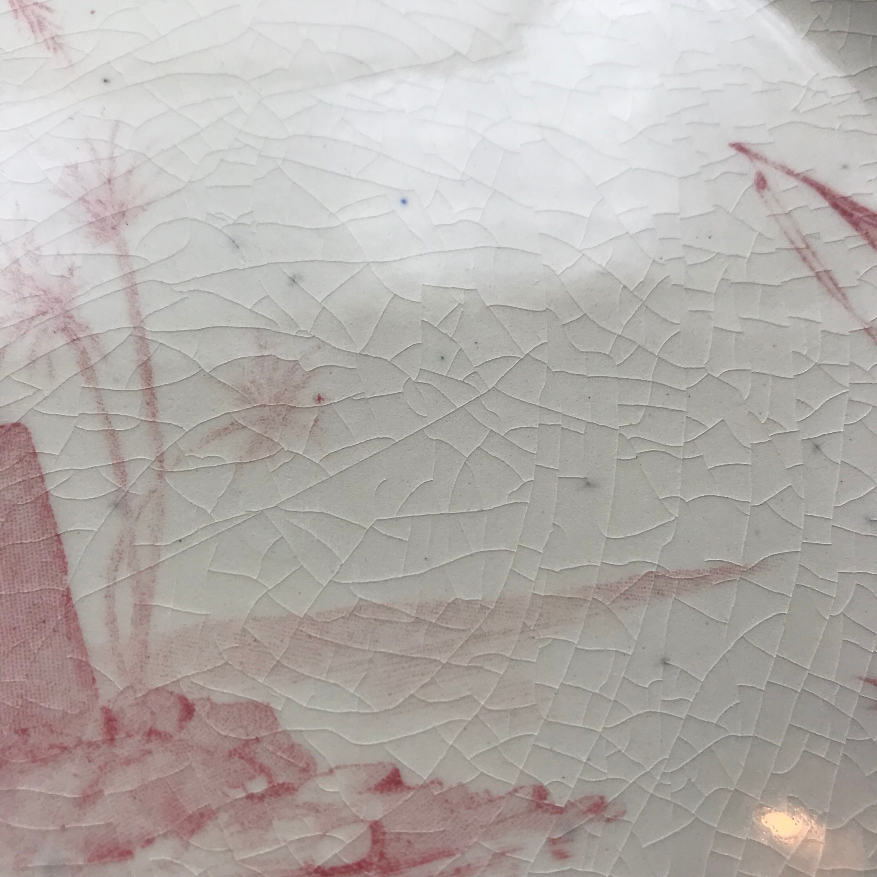 6 vintage pink Shabby dessert plates seen from the east