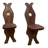 Tabouret en bois, sculpté