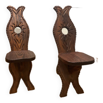 Wooden stool, carved