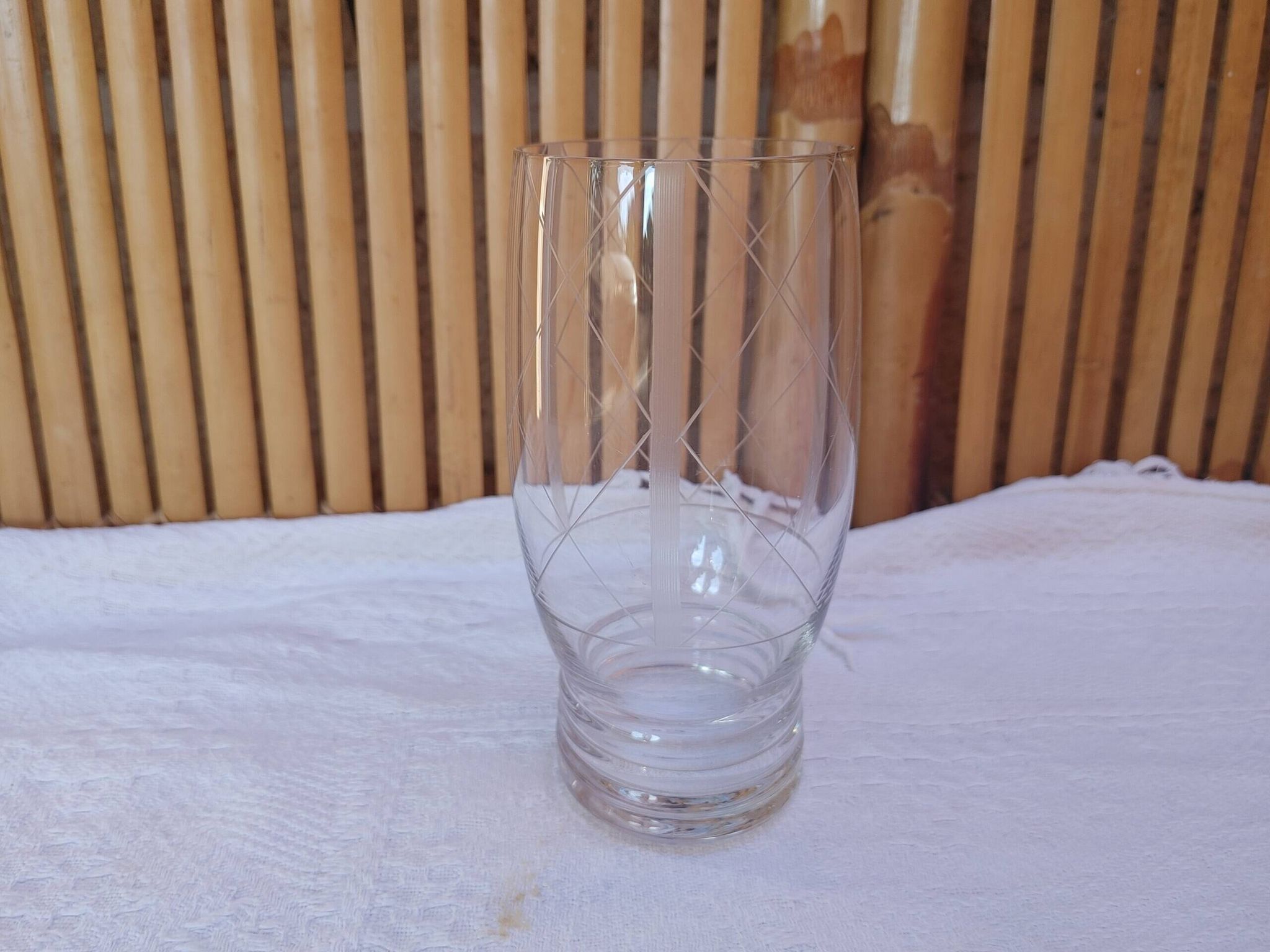 6 large old orangeade glasses - engraved crystal base, typical of the 1930s