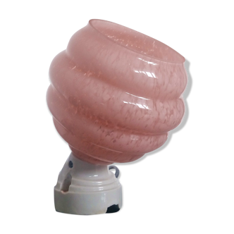 Applique murale porcelaine et verre de clichy moucheté rose - circa 1930
