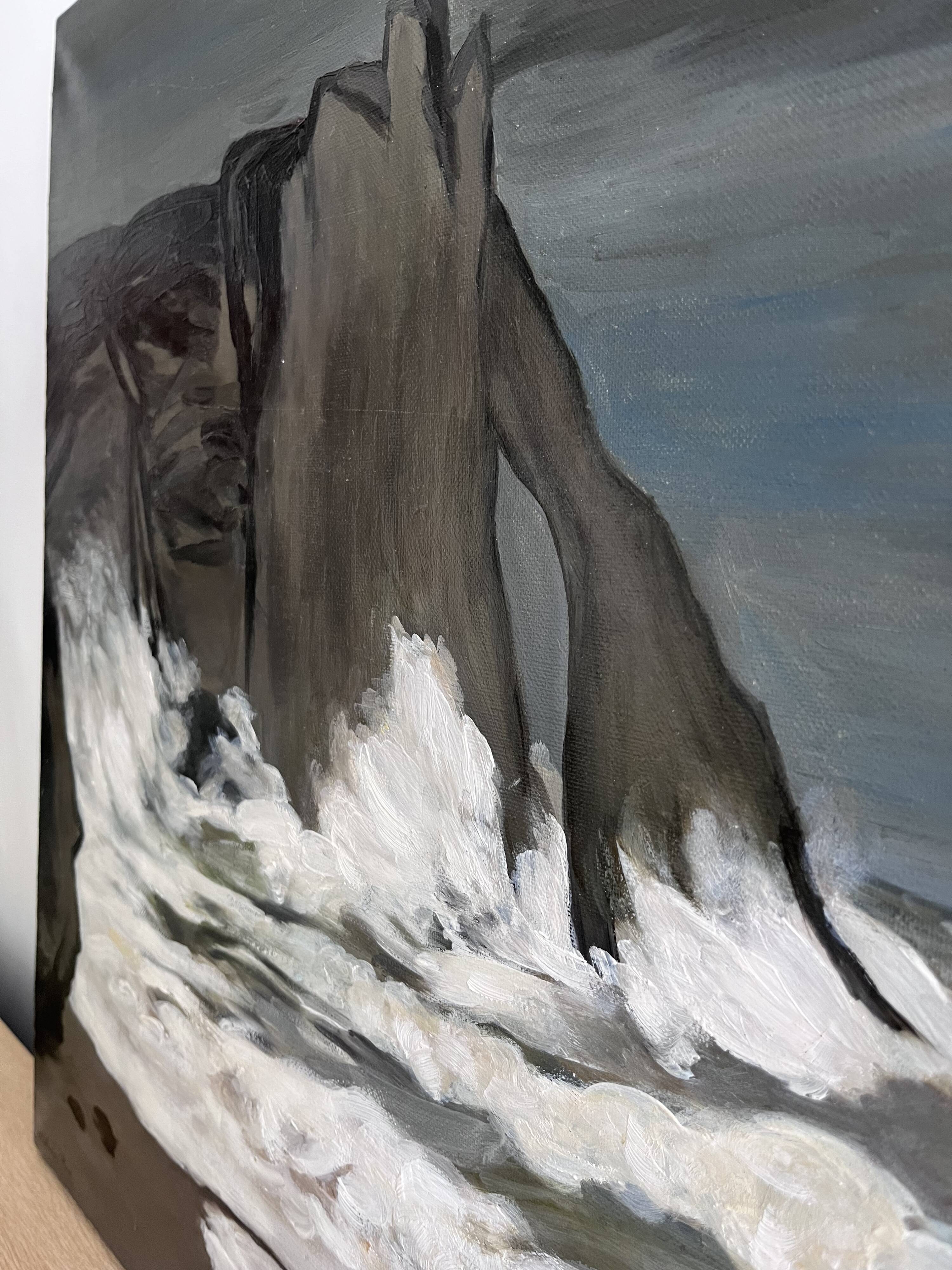 Huile sur toile inspirée des vues d’Etretat de Monet