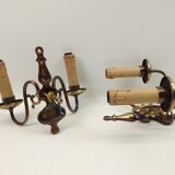 Pair of brass wall sconces 2 lights