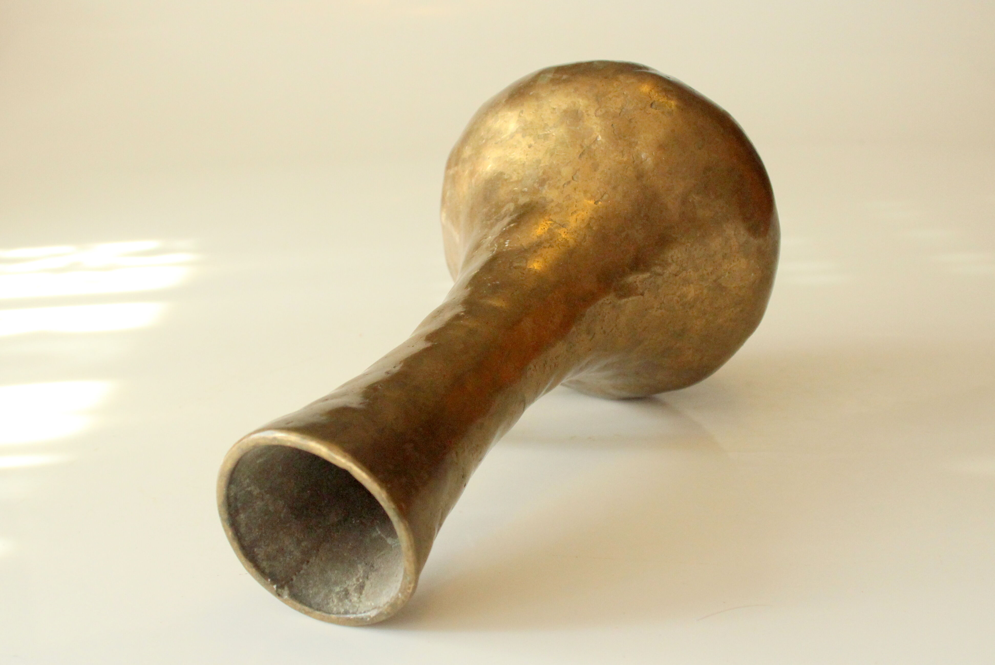 Solid  heavy brass vase in typical brutalism style