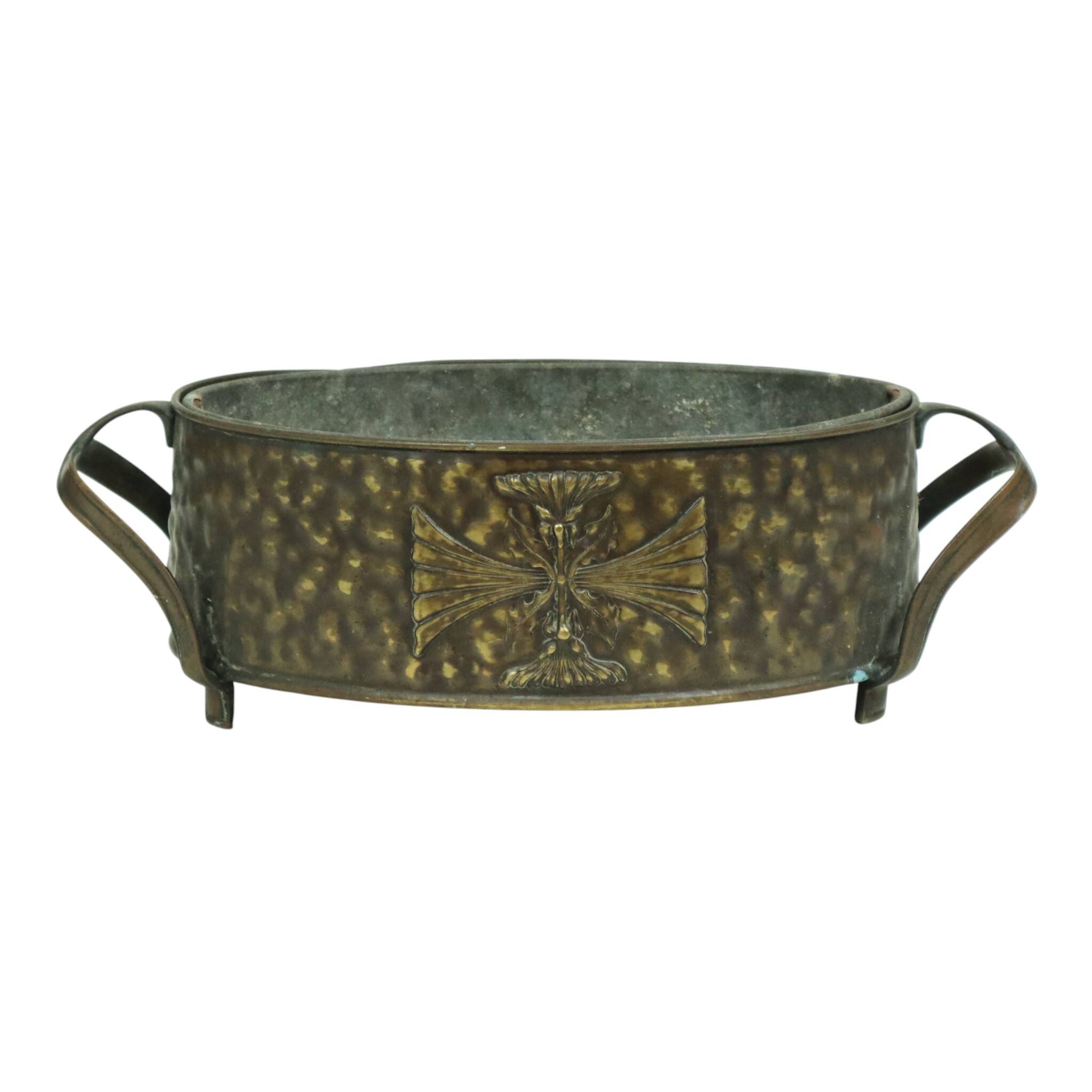 Antique Art Nouveau Brass Jardinière Planter