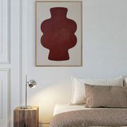 Peinture sur papier rouge cerise signée Eawy