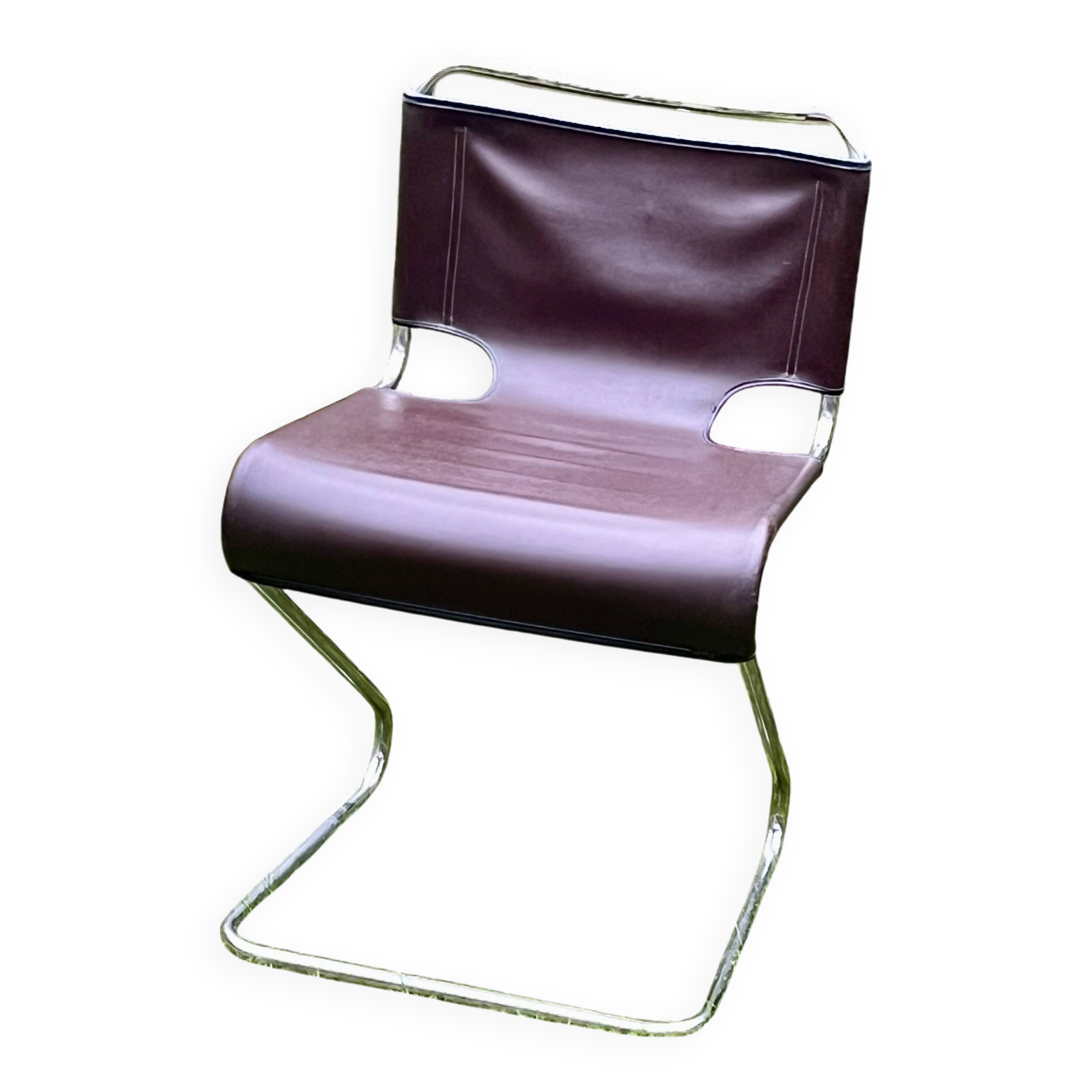 Leather designer chair - Biscia model - Pascal Mourgue