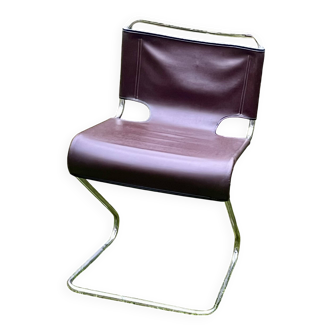Leather designer chair - Biscia model - Pascal Mourgue