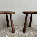 Pair of brutalist tripod stools
