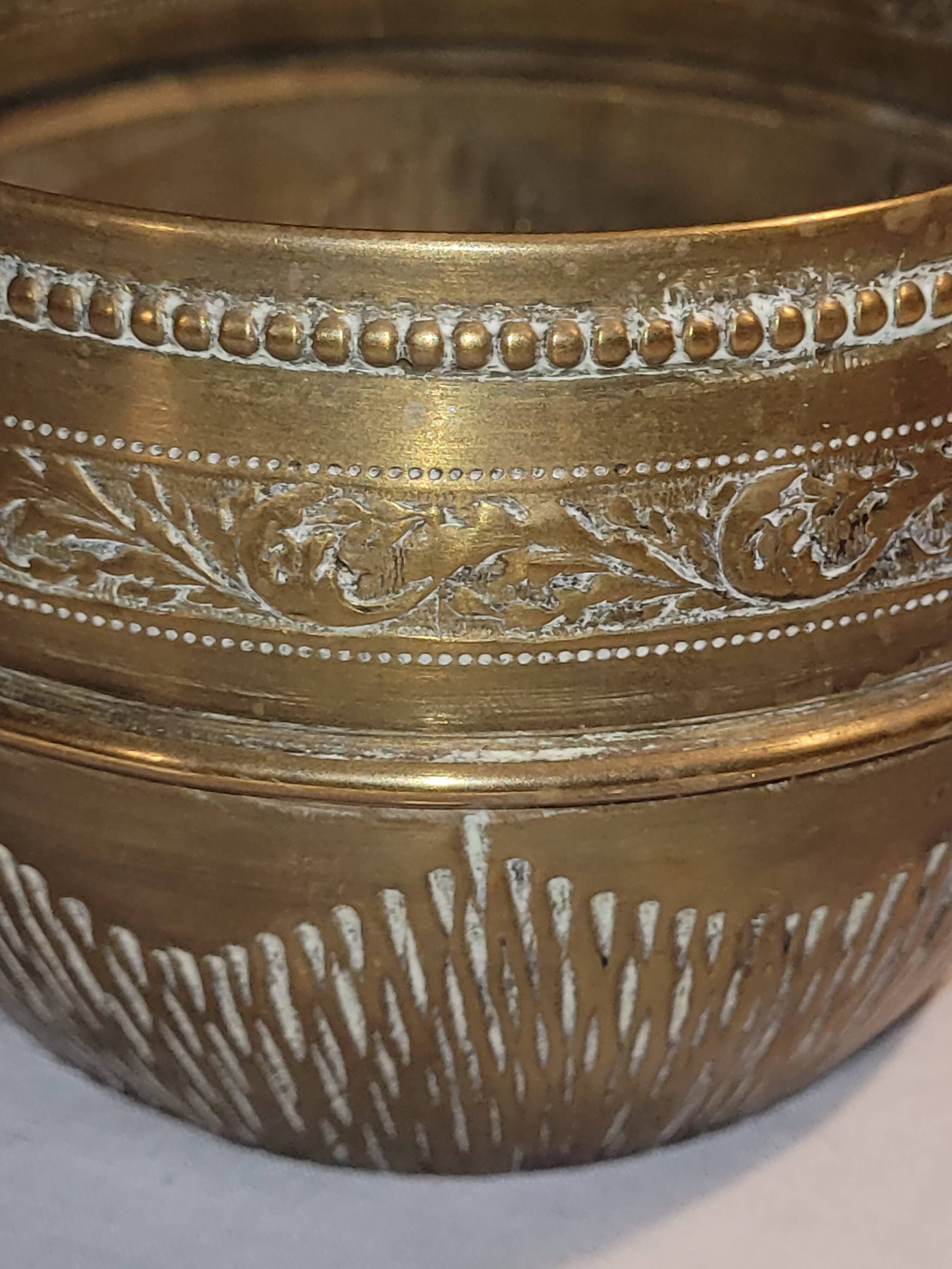 Golden brass cache pot - antique - vintage