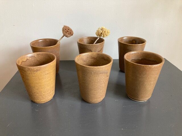 Lot 6 Digoin stoneware glasses