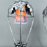 Pair of Wrought Iron Lamps, Vine Theme, Müller Frères, Art Deco, 1925