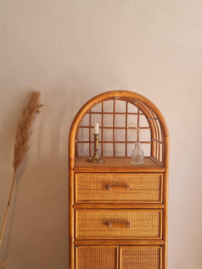 Vintage rattan wardrobe