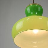 Big Mid-century Italian Brass and Glass Pendant Lamp