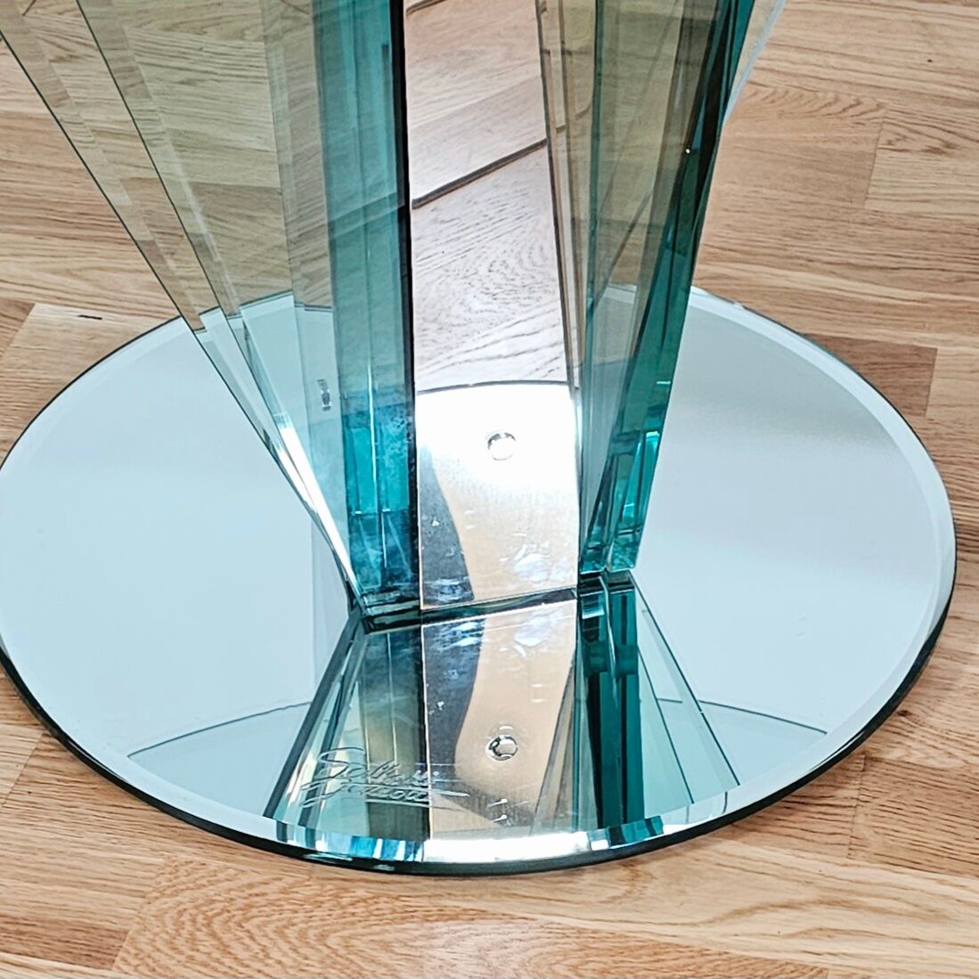 "Vaso" table in beveled glass, mirror and chrome, Gallotti & Radice, circa 1980