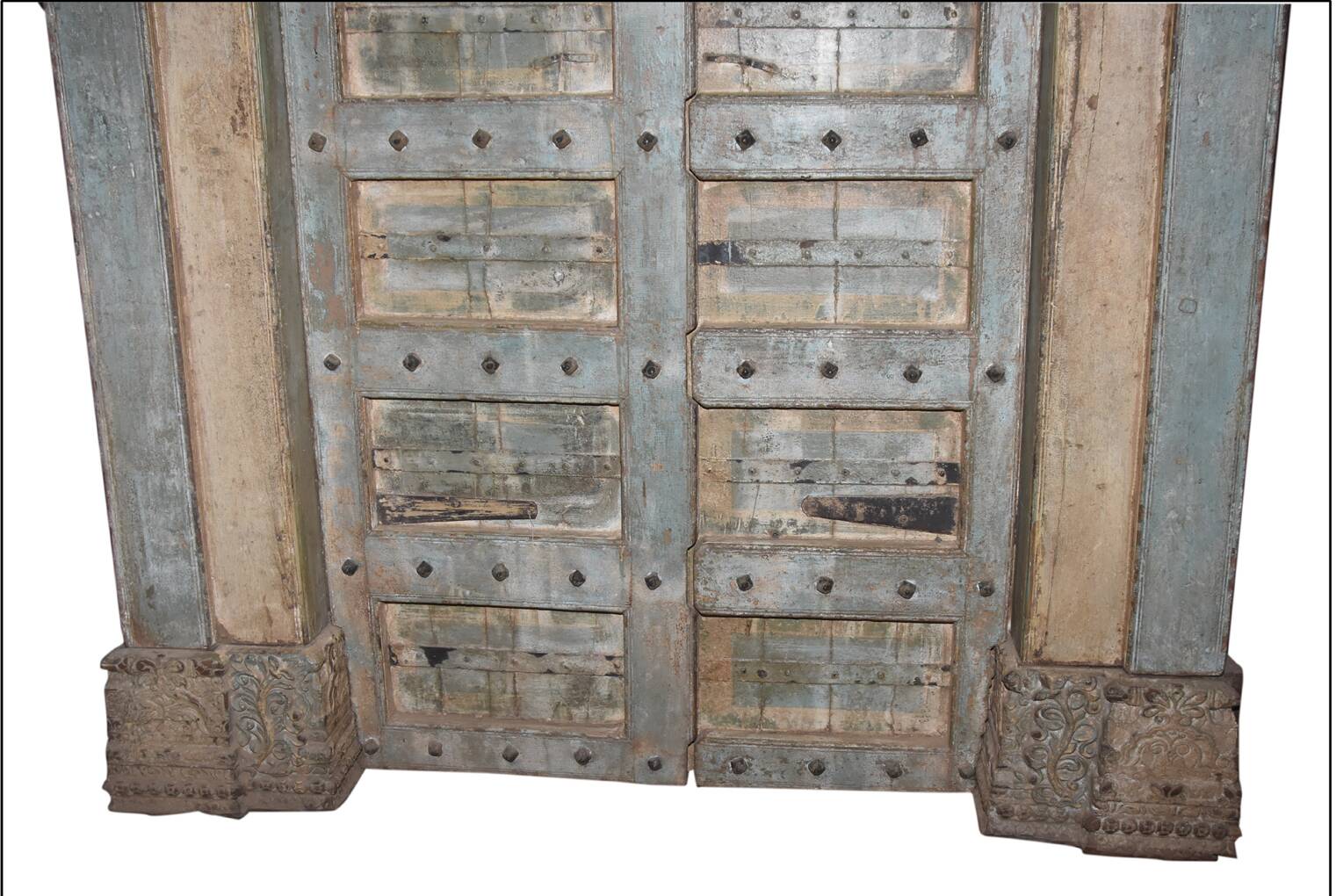 Old Indian door in old teak, original piece and patina