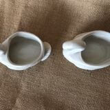Pair of pots in swan-shaped earthenware