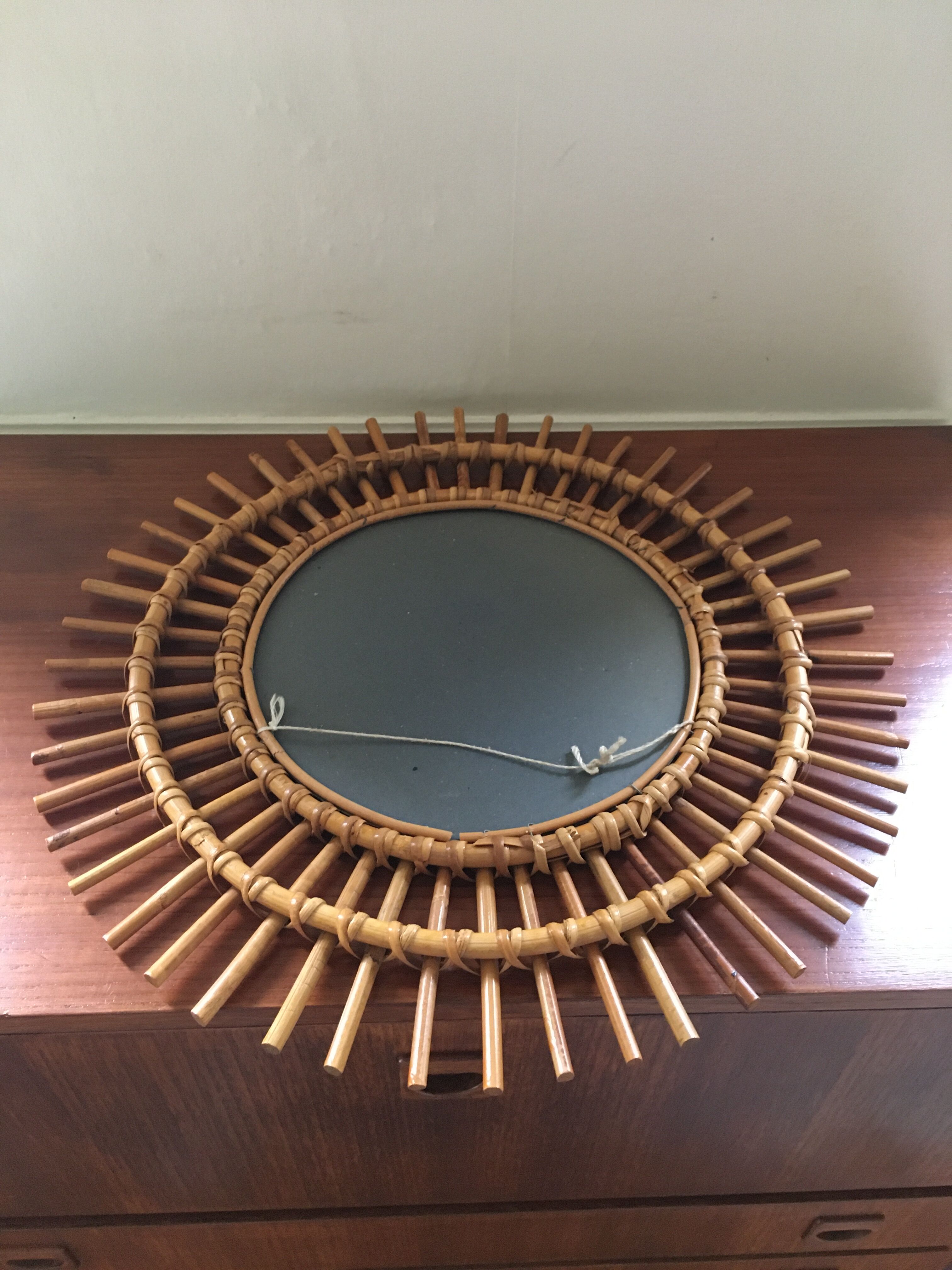 Vintage rattan sun mirror 70/80 47cm