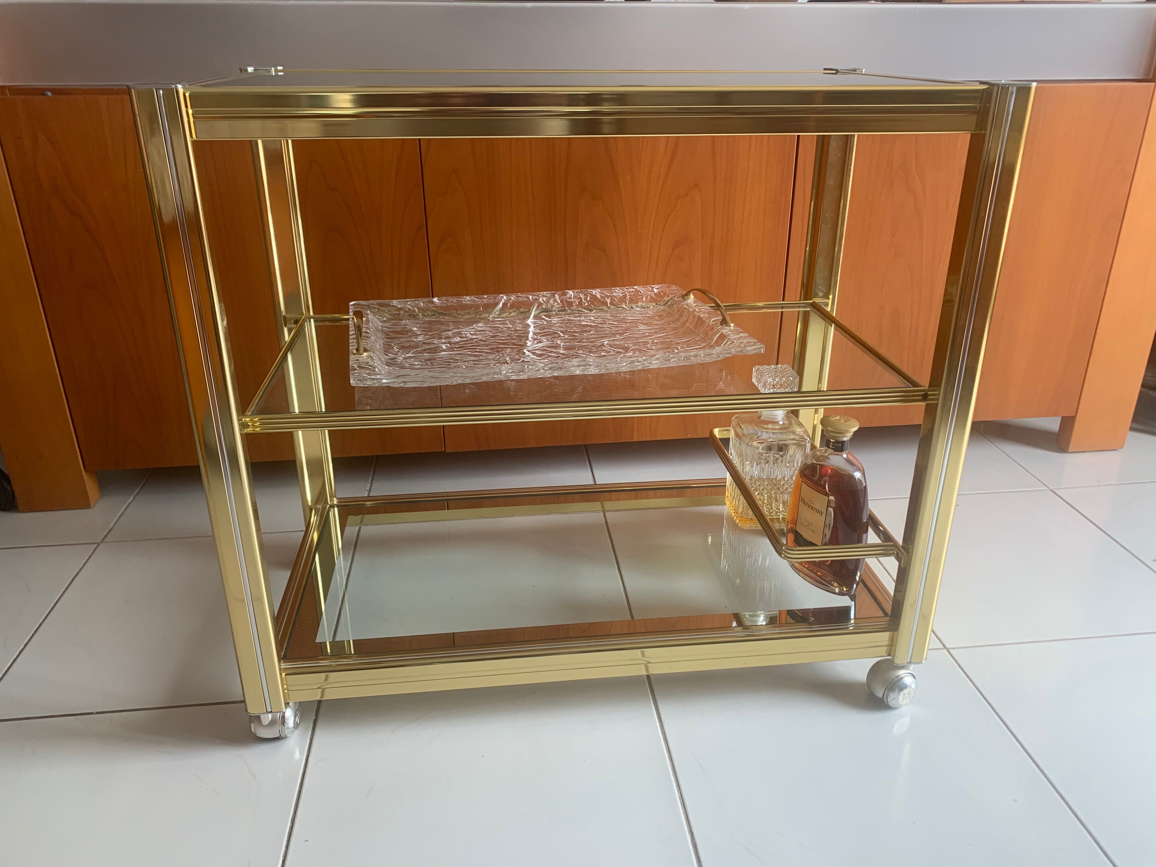 Trolley Hollywood Regency in glass and brass