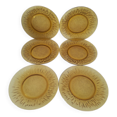 Set of 6 pressed glass plates with sunflower motif vereco