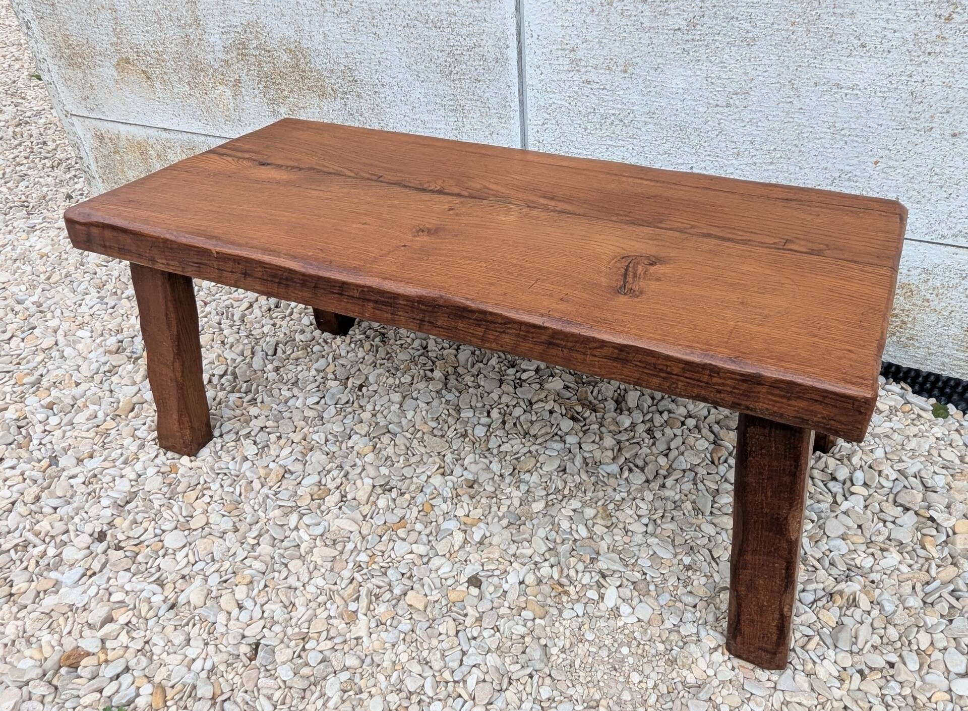 Brutalist Coffee Table Oak 60 70 Modernist Mid Century Vintage