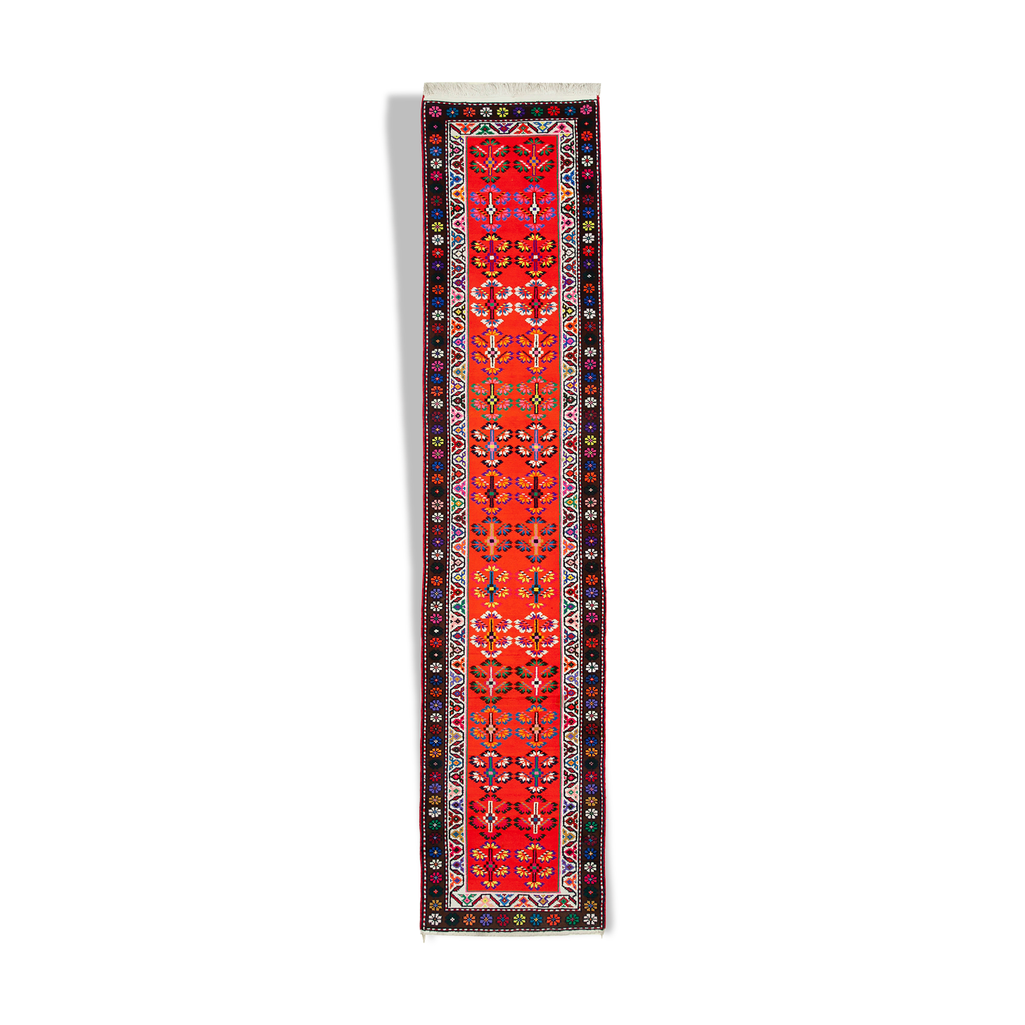 Handwoven Antique Anatolian Multicolor Runner Rug 81 cm x 372 cm